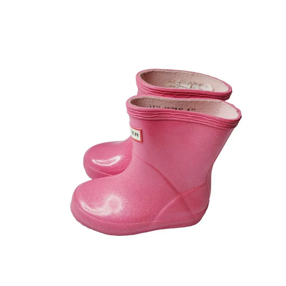 Hunter Girl's Pink Round‎ Toe Outdoor Casual Rubber Rain Boots Size US 5B